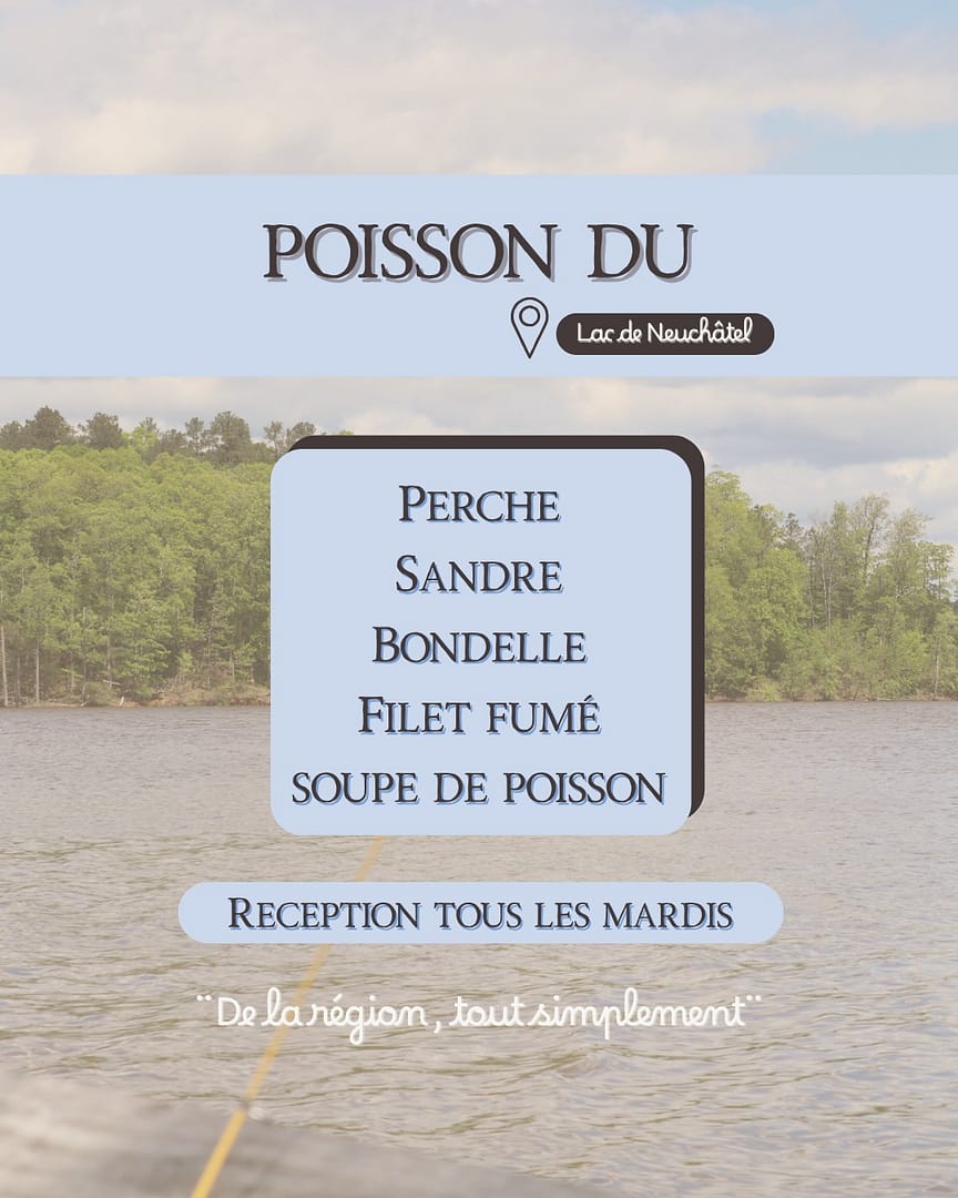 🐟✨ Le goût du lac de Neuchâtel chez Aventivrac ✨🐟

Du poisson frais et local, directement du lac de Neuchâtel… pour des assiettes pleines de fraîcheur et de saveurs 💛

👉 Perche, sandre, bondelle
👉 Filets fumés, soupe de poisson
👉 Arrivage frais tous les mardis

Selon les quantités, pensez à passer tôt ou à réserver 😉

Du local, du frais, du vrai… comme on aime 😍

#aventivrac #avenches #poisson #lacdeneuchatel #local #consommerlocal #epicerie #vrac #produitslocaux